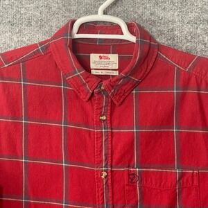 Fjallraven Ovik Comfort Flannel Shirt Red Plaid Men's XL Comfort Fit Outdoors